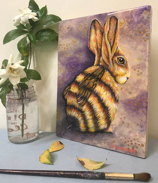 Original Painting on Wood, Honey Bunny