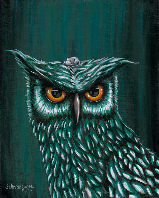 Fine Art Print, Owl and Mouse