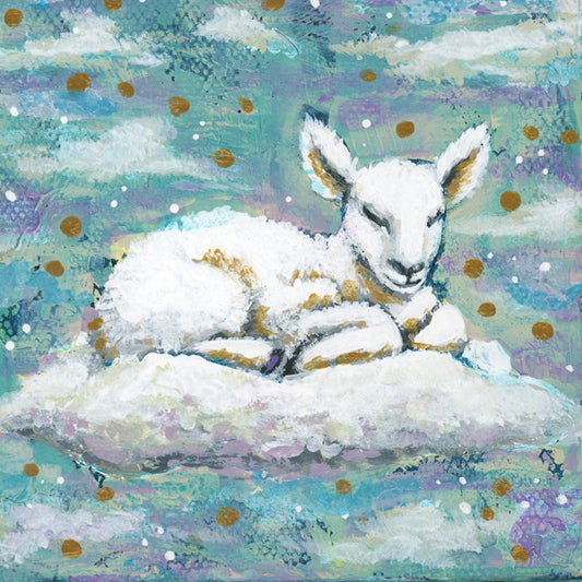 Original Painting on Canvas, Sleeping Lamb